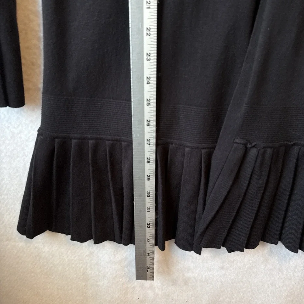 Alfani Black Pleated Ruffle Open Front Knit Cardigan S Dark Romantic‎ Whimsigoth